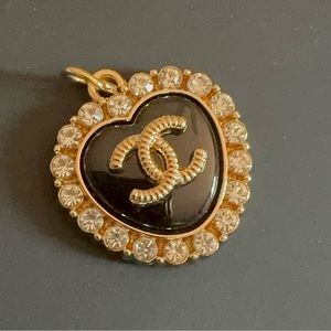 Zipper pull stamped designer  Heart Pendant with rhinestone